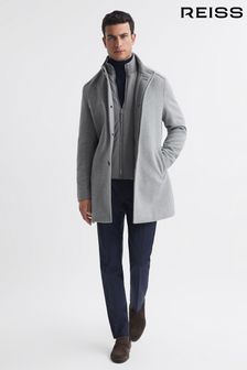 Серый - Удлиненное пальто из шерсти и съемной вставки Reiss Dam (N37693) | €499