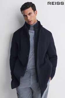 Темно-синий - Удлиненное пальто из шерсти и съемной вставки Reiss Dam (N37694) | €499