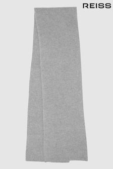 Reiss Soft Grey Alderny Cashmere Ribbed Scarf (N37745) | KRW333,000