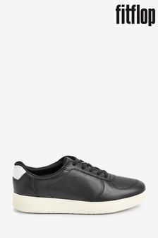 FitFlop Rally Leather Panel Black Sneakers (N37827) | LEI 597