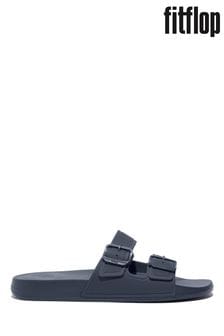 FitFlop iQushion Mens Blue Two-Bar Buckle Slides (N37839) | €55
