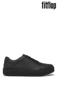 FitFlop Rally Tumbled-Leather Crepe Black Sneakers (N37845) | $207