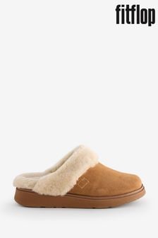 FitFlop Gen-FF Shearling-Collar Suede Brown Slippers (N37865) | BGN 419