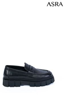 ASRA London Penny Cutout Leather Black Loafers With Chunky Sole (N37995) | €56