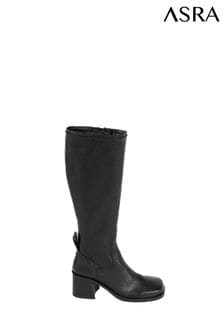 ASRA London Kimi Unlined Leather Knee Black High Boots (N38002) | €88