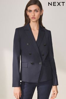 海軍藍 - 高品質雙排釦羊毛混紡西裝外套 (N38085) | NT$6,320