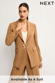 Camel Brown Tailored Crepe Edge to Edge Fitted Blazer (N38099) | €61