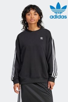 adidas Originals Oversized 3-Stripes Crew Black Sweatshirt