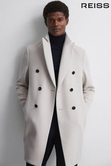 Reiss Bone Timpano Wool Blend Double Breasted Epsom Coat (N38229) | $847