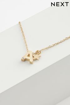 Gold Tone A Star Initial Necklace (N38328) | €11