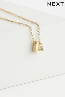 Gold Tone L Star Initial Necklace (N38330) | €12