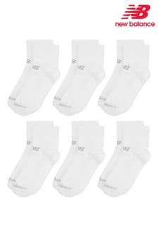 New Balance White Multipack Ankle Flat Socks (N38415) | LEI 107