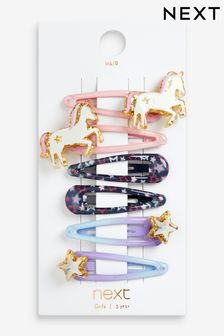 Light Pink Unicorn and Star Hair Clips 6 Pack (N38438) | 4,160 Ft