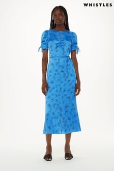 Whistles Aurelie Kleid mit Schrift- und Gänseblümchendesign, Blau (N38488) | 137 €