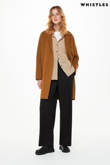Whistles Julia Wool Double Faced Brown Coat (N38491) | 942 zł