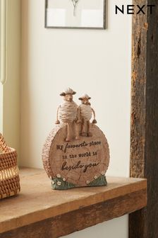 Natural Sheep Sentiment Log Ornament (N38561) | €23.50