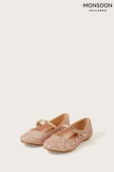 Monsoon Pink Glitter Sprinkle Ballerina Shoes (N38576) | $36 - $41