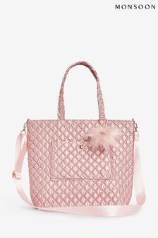 Monsoon Pink Girls Shimmer Quilted Tote Bag (N38592) | 124 QAR