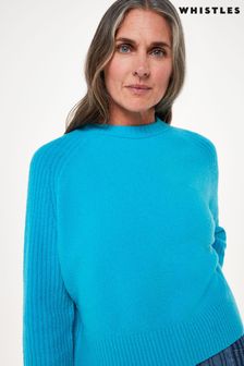 Whistles Anna Strickoberteil aus Wollmix mit Rundhalsausschnitt, Blau (N38616) | 76 €