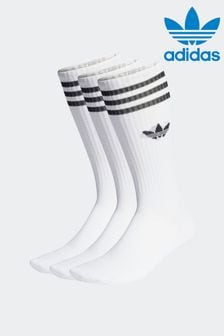adidas Originals Solid Crew White Socks 3 Pairs