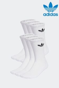 adidas Originals Trefoil Crew White Socks 6 Pairs