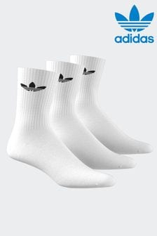 أبيض - 3 أزواج جوارب ذات طول فوق الكاحل وتوسيد بشعار ثلاثي الوريقات من ‪Adidas Originals‬​​​​​​​ (N39135) | 7 ر.ع