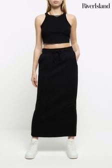 River Island Black Sweat Midi Skirt (N39270) | €47