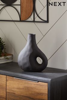 Black Scandi Textured Vase (N39281) | MYR 88