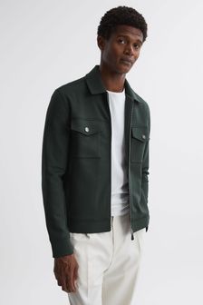 Reiss Emerald Medina Interlock Jersey Zip-Through Jacket (N39450) | kr3,062
