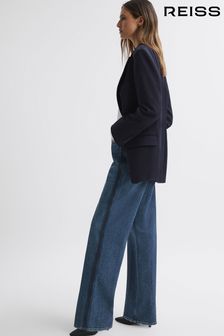 Reiss Dark Blue Hallie Mid Rise Straight Leg Side Stripe Jeans (N39456) | €225