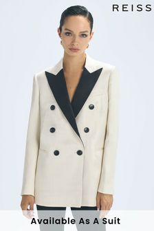 Reiss Vivien Atelier Fitted Double Breasted Contrast Blazer
