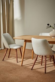 MADE.COM Set of 2 White Boucle and Walnut Legs Lule Non Arm Dining Chairs (N39577) | €347