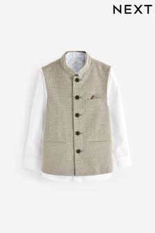Neutral Nehru Collar Waistcoat & Shirt Set (3-16yrs) (N39760) | EGP730 - EGP1,003