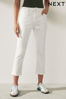 Biały - Przycięte jeansy o dopasowanym kroju (N39888) | 150 zł