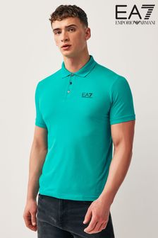 Albastru turcoaz - Cămașă polo din bumbac elastic Emporio Armani Ea7 Core Id (N39908) | 448 LEI