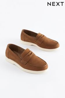 Tan Brown Contrast Sole Leather Penny Loafers (N39918) | KRW59,800 - KRW74,700