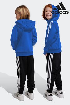 adidas Blue/Black Sportswear Essentials 3-Stripes Shiny Tracksuit (N39923) | SGD 68