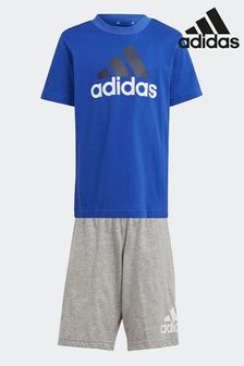 adidas Blue/Grey Sportswear Essentials Logo T-Shirt And Shorts Set (N39935) | ₪ 126