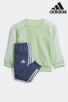 adidas Blue/Grey Sportswear Essentials 3-Stripes Kids Jogger Set (N39940) | SGD 52