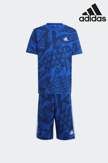 adidas Blue Sportswear Essentials Allover Print T-Shirt (N39947) | $29