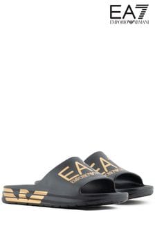 Emporio Armani Black Crusher Logo Sliders (N39974) | kr1 010