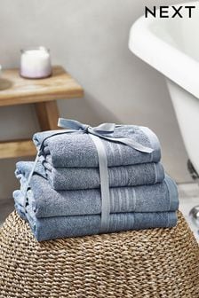 Blue 4 Piece 100% Cotton Towel Bale