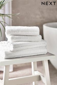 White Sparkle Rib Towel