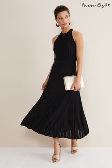 Phase Eight Athena Halter Neck Pointelle Black Dress (N40028) | 106 €