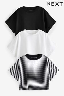 Monochrome 100% Cotton Boxy T-Shirts 3 Pack (3-16yrs) (N40065) | $21 - $31