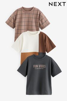 棕色 - 短袖人物T恤3件裝 (3個月至7歲) (N40083) | NT$620 - NT$800