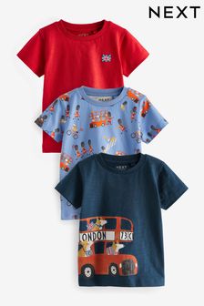 レッド/ブルー ロンドン - 半袖 キャラクター Tシャツ 3 枚パック (3 か月～7 歳) (N40087) | ￥2,340 - ￥3,040