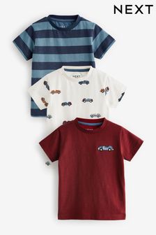 レッド/ブルー くるま - 半袖 キャラクター Tシャツ 3 枚パック (3 か月～7 歳) (N40088) | ￥2,430 - ￥3,120