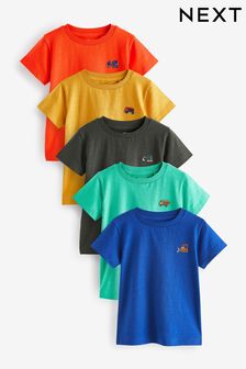 Red/Green Short Sleeve T-Shirts 5 Pack (3mths-7yrs) (N40091) | KRW37,400 - KRW45,900