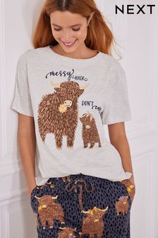 Ecru Hamish Cotton Short Sleeve Pyjamas (N40133) | $40